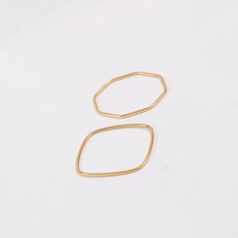 316L Stainless Steel Ins Minimalist Rings Simple PVD Gold Plated Retangular Square Oval Ring