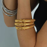 JEWELRY SZ09 New Stretch Snake Bone Bangles Simple Stainless Steel Bangles