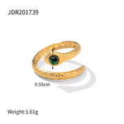 18K PVD Gold Plated Stainless Steel Luxury Jewelry Enamel Statement Chunky Rings for Women