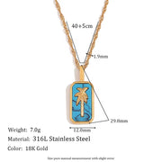 Spring 2024 Fashion Colorful Enamel Coco Pendant Necklace Gold Plated Tarot Necklace Stainless Steel Jewelry