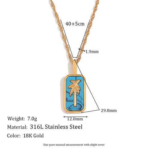 Spring 2024 Fashion Colorful Enamel Coco Pendant Necklace Gold Plated Tarot Necklace Stainless Steel Jewelry