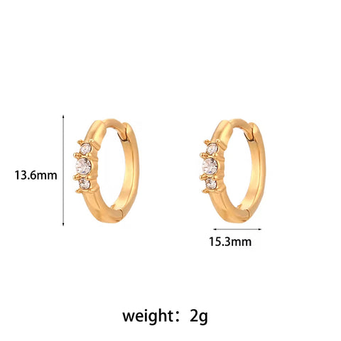 Dainty AAA Zircon Huggies Hoop Earring 18K Gold Plated Hoop Earring Stainless Steel Earring for Women