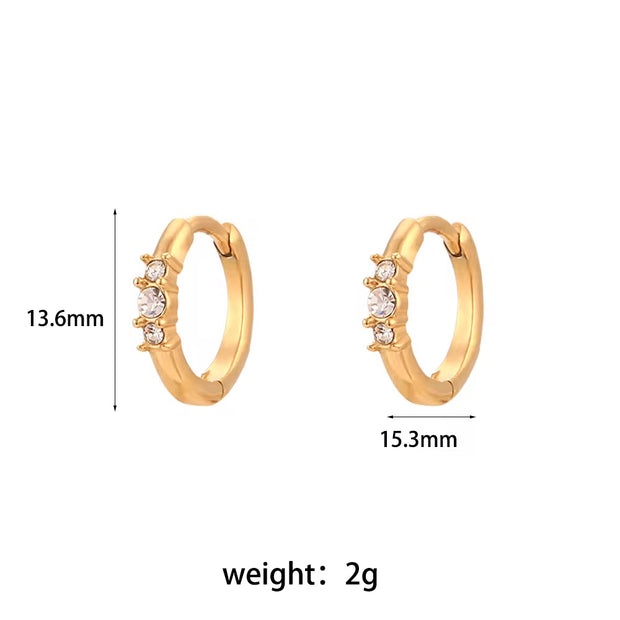 Dainty AAA Zircon Huggies Hoop Earring 18K Gold Plated Hoop Earring Stainless Steel Earring for Women