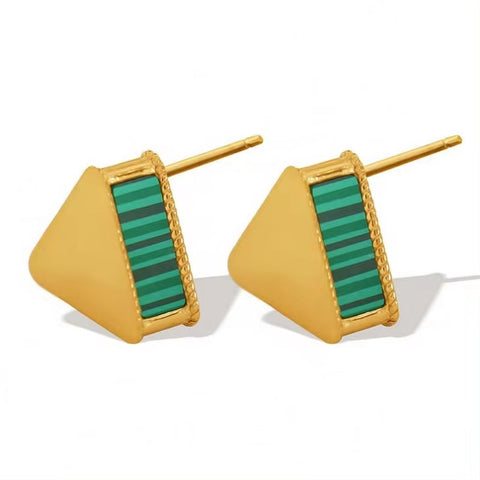 JEWELRY EH159 Pretty Design Hong Kong Style Earrings Simple Green Striped Acrylic Triangle Earrings