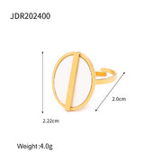 Ins Hot 18K Gold Plated Geometric Rings Set Jewelry Fashion Retro Style Oval Cross Shaped Ring for Women