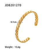 Ins Popular 18K Gold Plated Twisted Wide Cuban Chain Stainless Steel Bangles for Women Gift