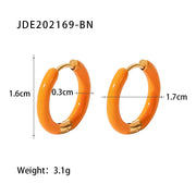 Jelly Color Enamel Small Size Hoop Earrings Stainless Steel Gold 18K Plated Oil Dripping Jewelry Earrings