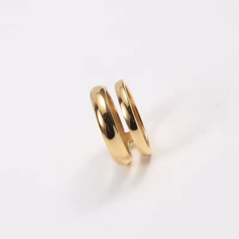 INS Trendy Minimalist Jewelry Double Wire Gold Plated Chain Ring Jewelry Stainless Steel Knuckle Joint Ring for Women