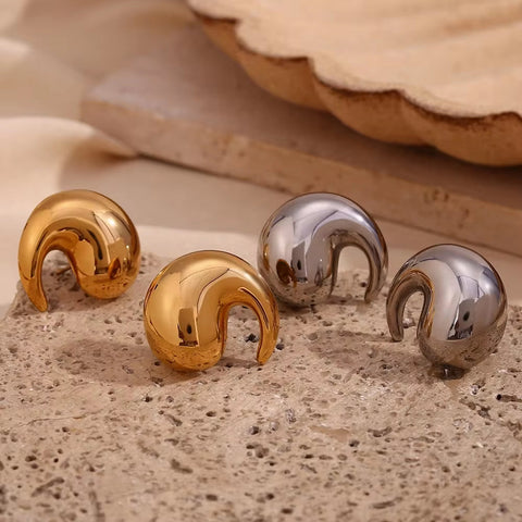 Winding Water Wave Stud Earrings