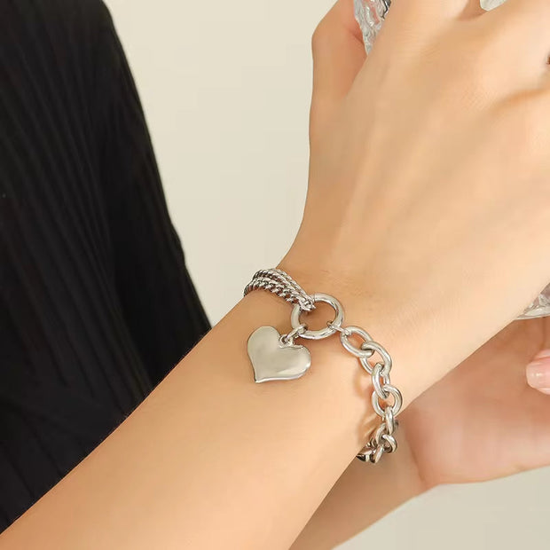 Chunky Heart Curb Bracelet