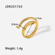 Vintage 18K Gold Plated Stainless Steel Snake Shape Adjustable Finger Rings for Women Party Jewelry