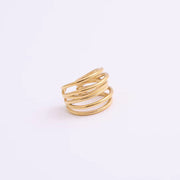 Hot Sale Women Fashion Minimalist Design High Quality Jewelry 18K Gold Plated Stainless Steel Stacking Multi Layers Ring