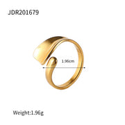 Simple Stainless Steel 18K Gold Plated Adjustable Rings Finger Jewelry Irregular Geometric Chunky Rings for Women Accessories