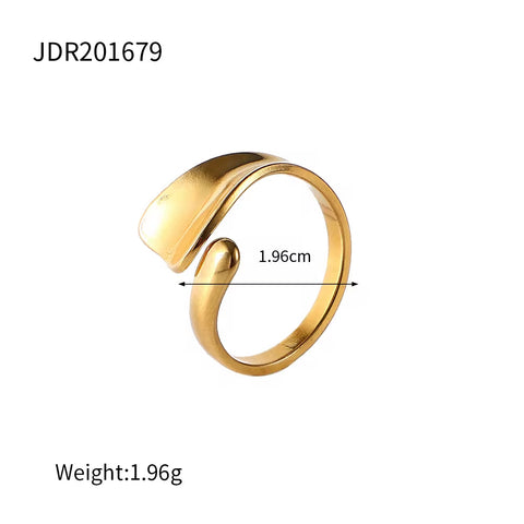 Simple Stainless Steel 18K Gold Plated Adjustable Rings Finger Jewelry Irregular Geometric Chunky Rings for Women Accessories