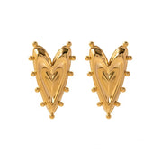 Designer 18K Gold Plated Jewelry Earrings Popular Waterproof Layers Heart Shape Stud Earrings