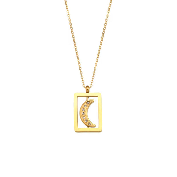 Wholesale Fashion Gold Plated Necklace Set Tarnish Free Jewelry Enamel Stainless Steel Pendant Necklace