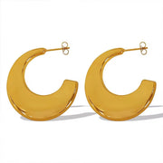 JEWELRY EH183 18K Gold Plated Oval Geometric Earrings Fashionable Temperament Women'S C-Shaped Earrings