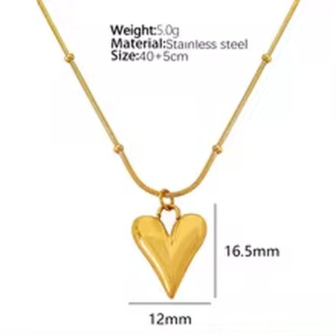 JEWELRY XL89-EH256 Simple Fresh Scenic Face Heart Necklace Earrings Heart Shape Texture Earrings Collarbone Chain Set