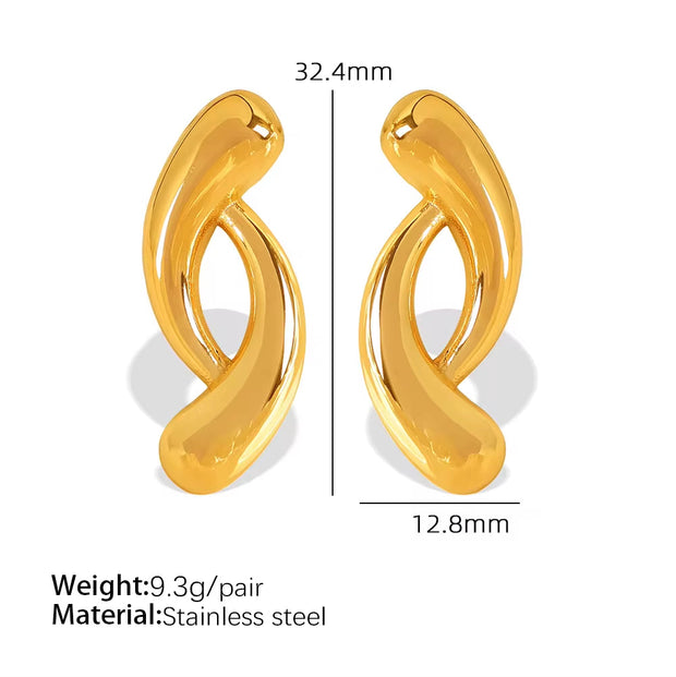 JEWELRY EH279 Simple and Versatile Irregular Circle Geometric Earrings Stainless Steel 18K Gold Plated Earrings