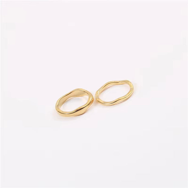 Non Tarnish Stainless Steel Asymmetric Ring Hypoallergenic Irregular Gold Ring Twist Two Irregular Circles Ring