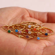 Drop Shipping Colorful Birth Stone Ring Sets 18K Gold Plated Stainless Steel Rings Jewelry Women