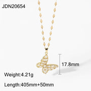 Fancy Crystal Butterfly Necklace 18K Gold Stainless Steel Jewelry Gift Cubic Zircon Butterfly Pendant Necklace Women