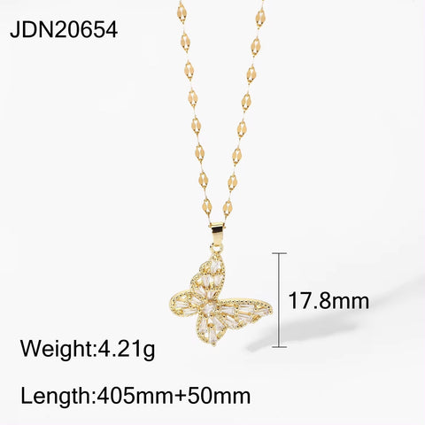 Fancy Crystal Butterfly Necklace 18K Gold Stainless Steel Jewelry Gift Cubic Zircon Butterfly Pendant Necklace Women