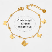 2024 New Design Classic Stainless Steel Gold Plating Bead and Butterfly Chain Necklace Bracelets