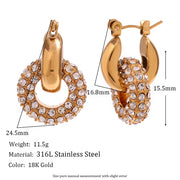 Christmas Jewelry Shining Zircon Donut Hoop Earring Gold Plated Huggie Earrings Stainless Steel Jewelry