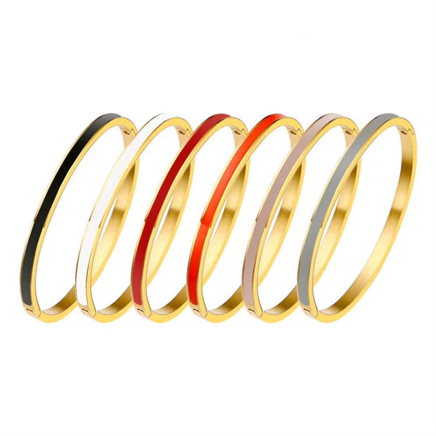 Custom Fashion Hot Sale Popular Jewelry for Women 316L Stainless Steel Bracelet Enamel Colorful Bangle