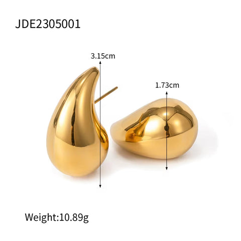 Design Chunky Big Surface Rings Earrings 18K PVD Gold Plated Stainless Steel High Polish Earring Ring Set