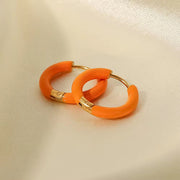 Jelly Color Enamel Small Size Hoop Earrings Stainless Steel Gold 18K Plated Oil Dripping Jewelry Earrings