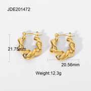 New Titanium Steel Croissant Hoop Earrings Stylish 18K Gold Plated Stainless Steel Entwined Statement Hoop Earrings