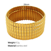 JEWELRY SZ56-7 the Newest Stainless Steel Stretch Band Stretch Band Rally Bracelet Wide Bracelet 18K Gold Plated