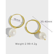 Baroque Small Silver 925 Sterling Mother Freshwater Drop Hoop Jewelry Plated Women Pearl Earring