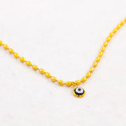 Wholesale Custom Stainless Steel Jewelry 18K PVD Gold Plated Oval Rice Bead Eyes Pendant Necklace for Women