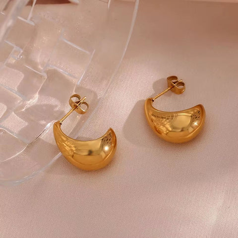 Drop Shipping Hollow Gold Plated Boat Shape Stud Earring Tarnish Free Stainless Steel Jewelry Earings Women