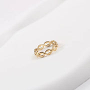 18K Gold Plated Wholesale Non Tarnish Fashion Dainty Hollow Link Chain Stainless Steel Finger Ring