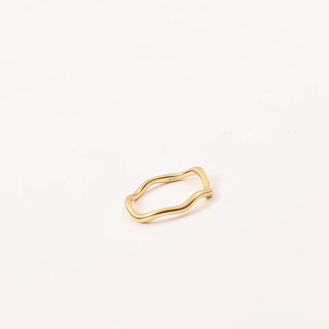 Stainless Steel Wave Pattern Ring Jewelry Plating 18K Gold Geometrically Irregular Abstract Shaped Women Rings