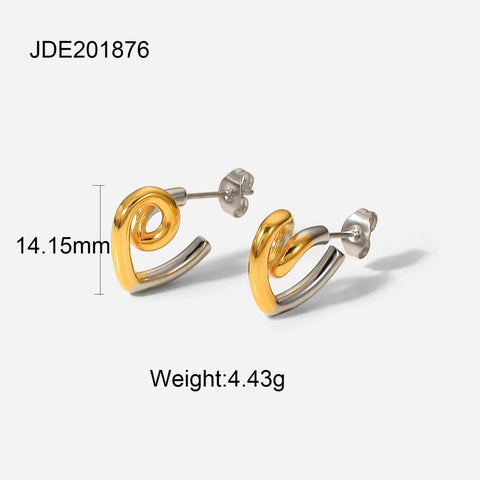 Hammered Irregular Texture Knot 18K Gold Plated Stainless Steel Twist Stud Earrings Women Jewelry