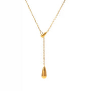 New Trend 18K Gold Plated Double Waterdrop Stainless Steel Y Shape Waterdrop Charm Necklace Jewelry