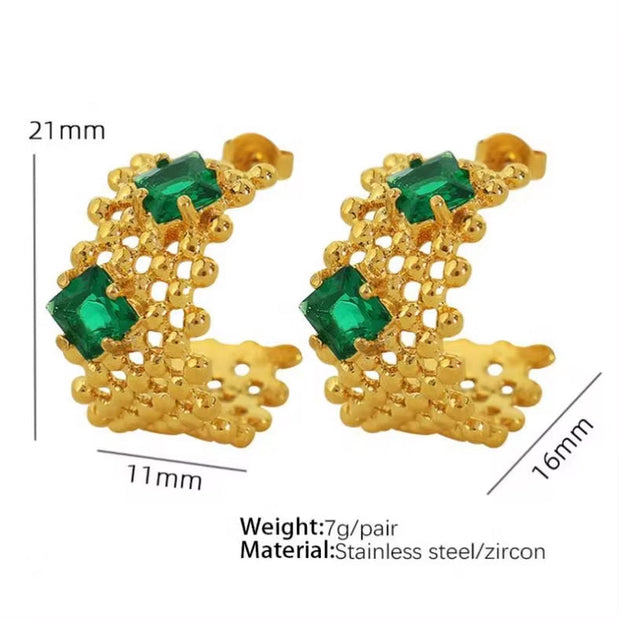 JEWELRY Eh151The Newest Braided and Diamond Encrusted Stainless Steel Earrings with No Discolouration18K Gold