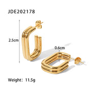 Double Layer U-Shaped Open Earrings Stainless Steel Gold-Plated Gift Jewelry Thick Stud Earrings