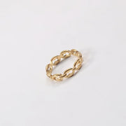 18K Gold Plated Wholesale Non Tarnish Fashion Dainty Hollow Link Chain Stainless Steel Finger Ring