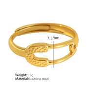 JEWELRY JZ06-11 Japan and South Korea Simple Stainless Steel 18K Gold Hollow Geometric Lines Open Ring for Women