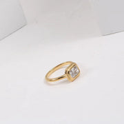 18K Gold Plated Tarnish Free Stainless Steel White Square Zircon Vintage Style Ring Inoxidable for Women