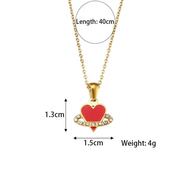 Colorful Enamel Angel Dragonfly Pendant Necklaces 18K Gold Plated Stainless Steel Jewelry Set