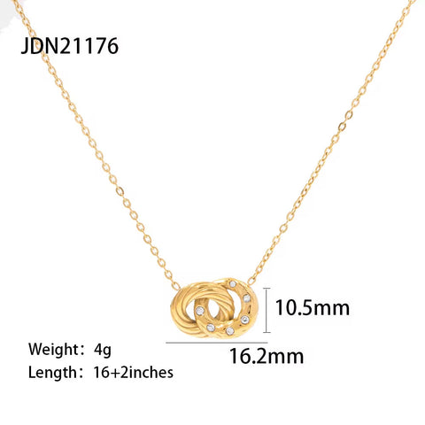 New Arrival Hollow Circle Necklace Zircon Stainless Steel round Circle Pendant Necklace for Girls