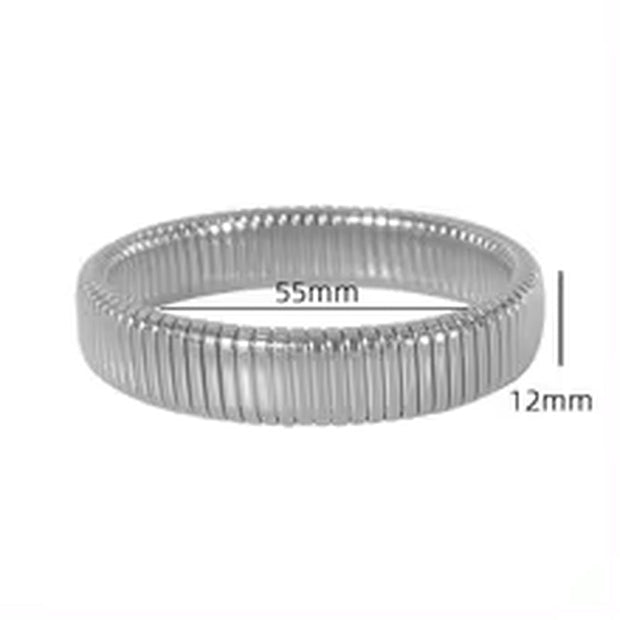 JEWELRY SZ16 Hight Quality Vertical Stripe Circle Stacking Bracelet Wide Bracelet Stainless Steel Bangle for Women