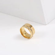 Wholesale 18K Gold Plated Dainty Zirconia Surround Band Stainless Steel Rings for Women Dainty Rings